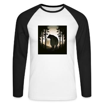 Bear in Forest, Love Bears - Unisex Long Sleeve Baseball T-Shirt - white/black - Front - Nik (191cm)