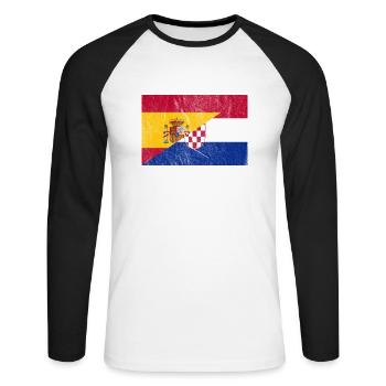 Drapeau Vintage Espagne Croatie - T-shirt baseball manches longues Homme - blanc/noir - Devant - Nik (191cm)