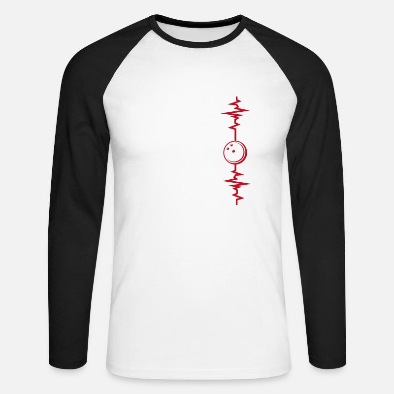 Bowling Herzschlag Bowling Geschenkidee - Unisex Baseballshirt langarm - Weiß/Schwarz