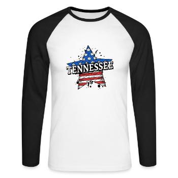 Tennessee - USA - United States of America - Unisex Long Sleeve Baseball T-Shirt - white/black - Front - Nik (191cm)