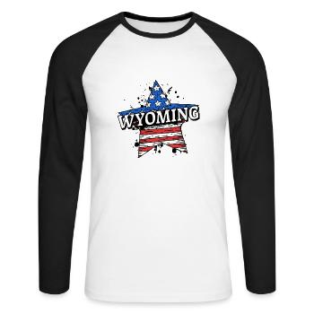 Wyoming - USA - United States of America - Amerika - Unisex Baseballshirt langarm - Weiß/Schwarz - Vorne - Nik (191cm)