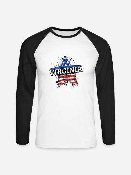 Virginia - USA - United States of America - Unisex Baseballshirt langarm - Weiß/Schwarz