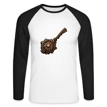 Clé / Serrure / Verrouillé / Sécurité - T-shirt baseball manches longues Homme - blanc/noir - Devant - Nik (191cm)
