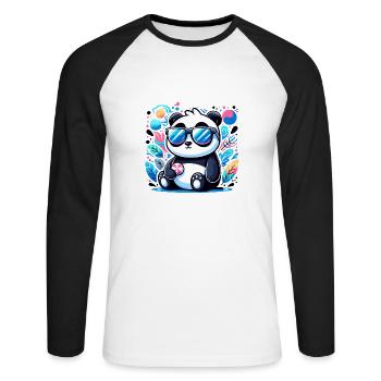Panda Sunglasses - Unisex Long Sleeve Baseball T-Shirt - white/black - Front - Nik (191cm)