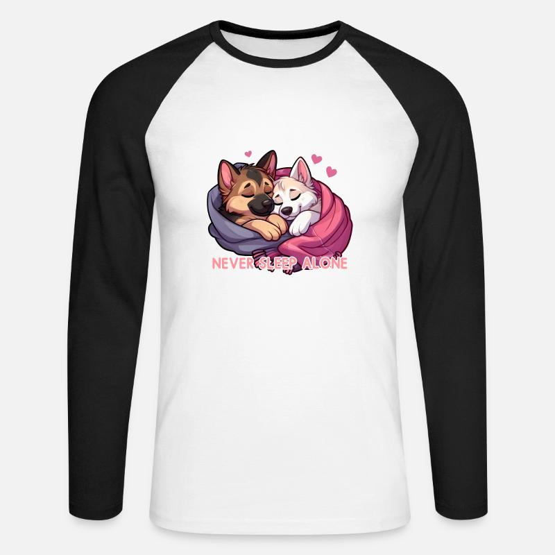 Sleeping Shepherds - Never Sleep Alone - Unisex Long Sleeve Baseball T-Shirt - white/black