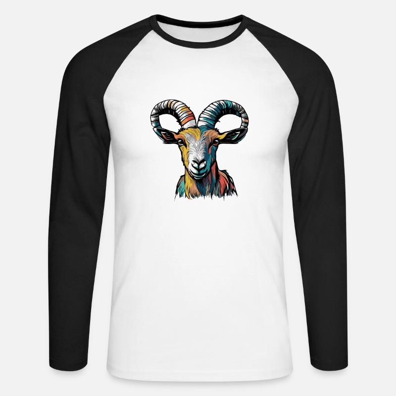 Ziege Steinbock Sternzeichen - Unisex Baseballshirt langarm - Weiß/Schwarz