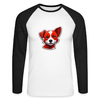 Happy dog - Unisex Long Sleeve Baseball T-Shirt - white/black - Front - Nik (191cm)