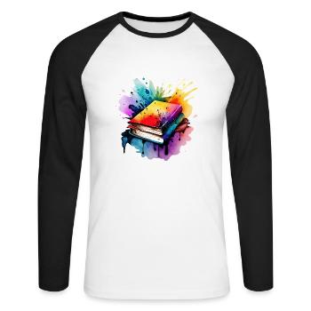Book Reading Gift Reader Book Lover Books - Unisex Long Sleeve Baseball T-Shirt - white/black - Front - Nik (191cm)