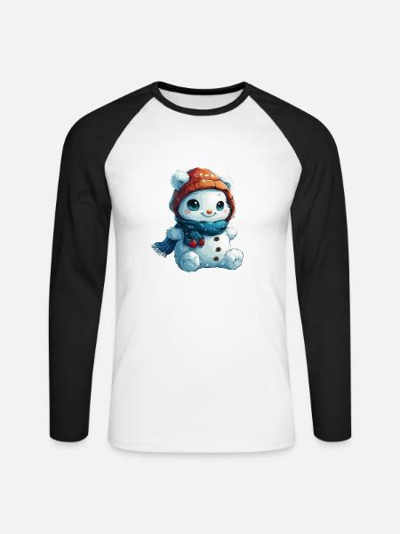 Schneemann für Kinder - Unisex Baseballshirt langarm - Weiß/Schwarz