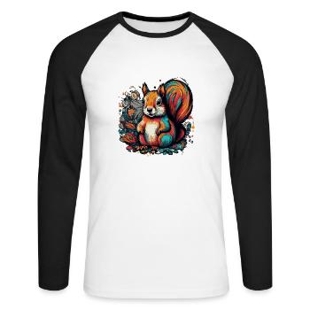 Squirrel - Unisex Long Sleeve Baseball T-Shirt - white/black - Front - Nik (191cm)