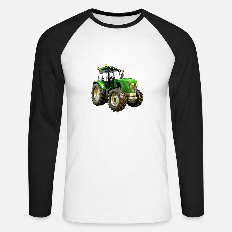 Moderner Traktor Trecker - Unisex Baseballshirt langarm - Weiß/Schwarz