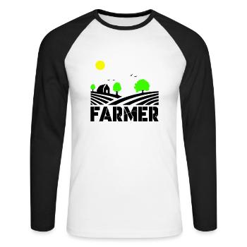 farmer - Unisex Baseballshirt langarm - Weiß/Schwarz - Vorne - Nik (191cm)