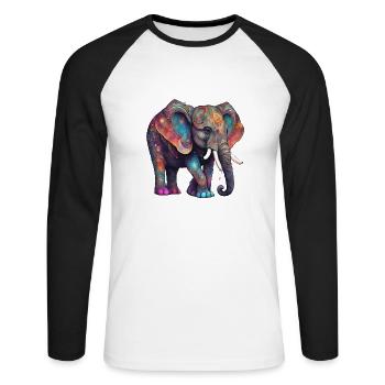 magic elephant - Unisex Baseballshirt langarm - Weiß/Schwarz - Vorne - Nik (191cm)