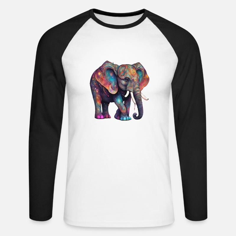 magic elephant - Unisex Baseballshirt langarm - Weiß/Schwarz