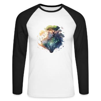 Les loups - T-shirt baseball manches longues Homme - blanc/noir - Devant - Nik (191cm)