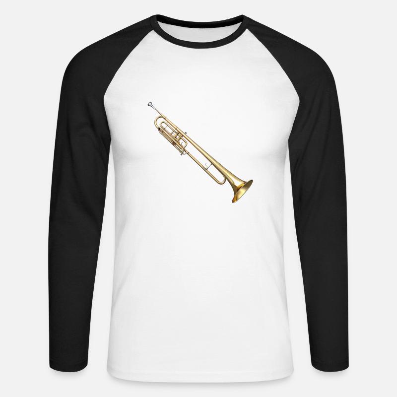 Die Posaune ist ein Blechblasinstrument - Unisex Baseballshirt langarm - Weiß/Schwarz