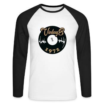 Millésime 1972 - T-shirt baseball manches longues Homme - blanc/noir - Devant - Nik (191cm)