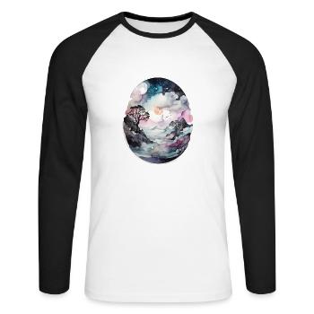 Verlorenes Land jenseitiger Träume - Unisex Baseballshirt langarm - Weiß/Schwarz - Vorne - Nik (191cm)