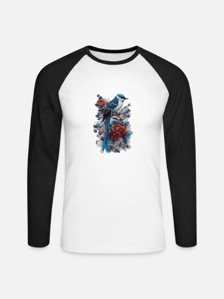 Vogel - Unisex Baseballshirt langarm - Weiß/Schwarz