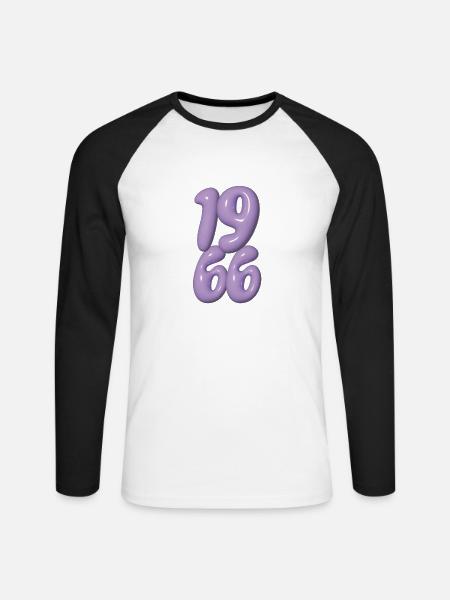 Vintage 1966 - Unisex Baseballshirt langarm - Weiß/Schwarz