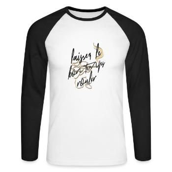 Let the good times roll, Frensh script, paintball - Unisex Long Sleeve Baseball T-Shirt - white/black - Front - Nik (191cm)