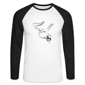 Tête de taureau tête Logo Steak Beast Gym corne - T-shirt baseball manches longues Homme - blanc/noir - Devant - Nik (191cm)