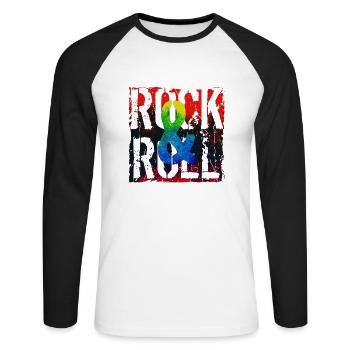 Musik, Retro, Heavy Metal, Hard Rock, Punk, Vinyl, Pop - Unisex Baseballshirt langarm - Weiß/Schwarz - Vorne - Nik (191cm)
