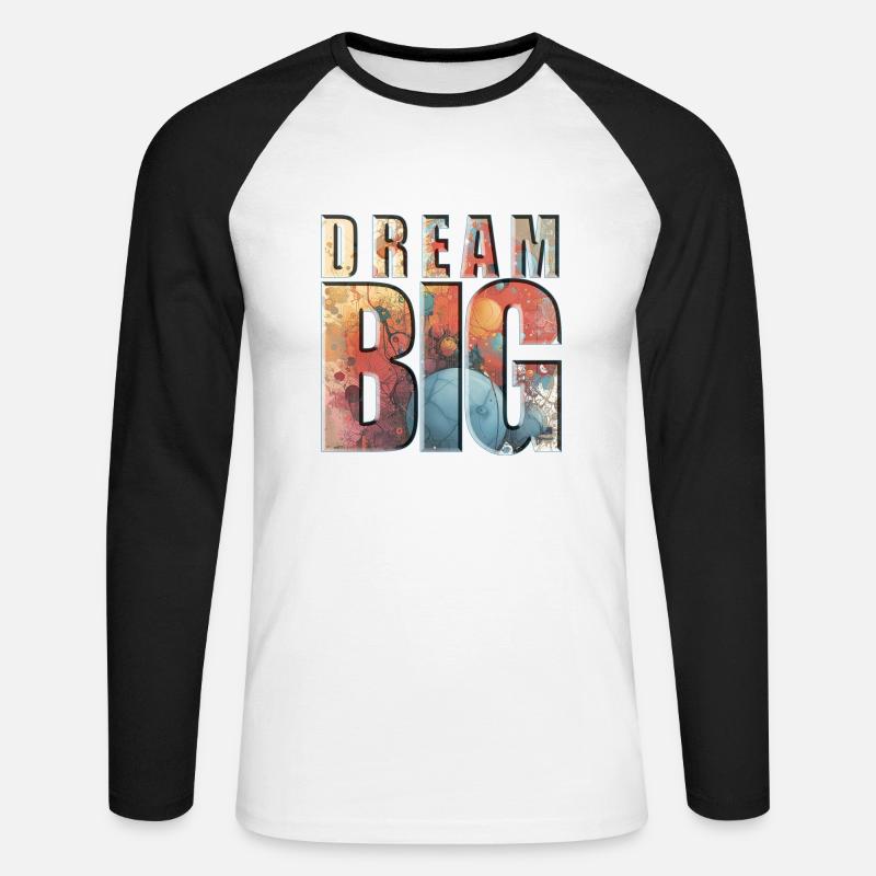 Dream big - Embark on Dreams - Unisex Baseballshirt langarm - Weiß/Schwarz