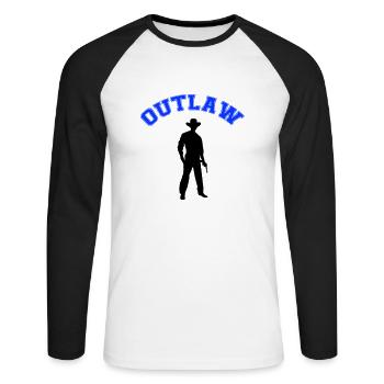 Cow-boy hors-la-loi - T-shirt baseball manches longues Homme - blanc/noir - Devant - Nik (191cm)