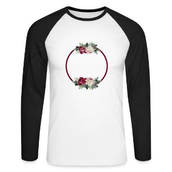 Témoin de la mariée floral -tshirt assorti - T-shirt baseball manches longues Homme - blanc/noir - Devant - Nik (191cm)