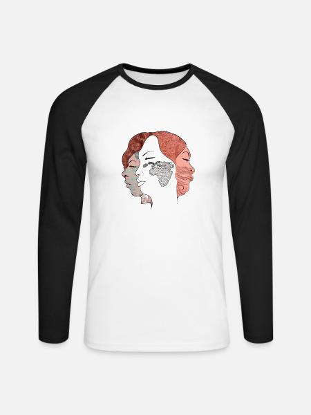 Les trois femmes n°2 - T-shirt baseball manches longues Homme - blanc/noir