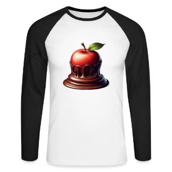 Schokoladen-Apfel-Fusion Schmelzendes Design - Unisex Baseballshirt langarm - Weiß/Schwarz - Vorne - Nik (191cm)