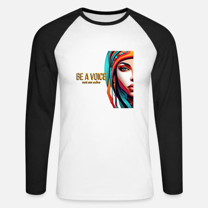 Sei eine Stimme - Unisex Baseballshirt langarm - Weiß/Schwarz