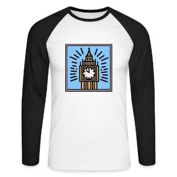 Big Ben Pop Art - T-shirt baseball manches longues Homme - blanc/noir - Devant - Nik (191cm)