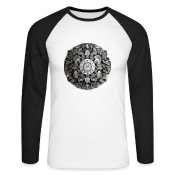 Mandala - T-shirt baseball manches longues Homme - blanc/noir - Devant - Nik (191cm)