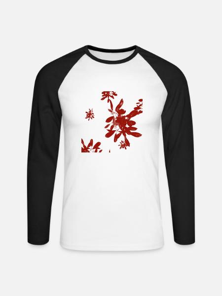 Blätter Design - Unisex Baseballshirt langarm - Weiß/Schwarz