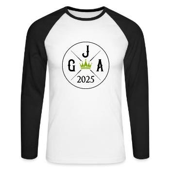 Enterrement de vie de garçon 2025 - T-shirt baseball manches longues Homme - blanc/noir - Devant - Nik (191cm)
