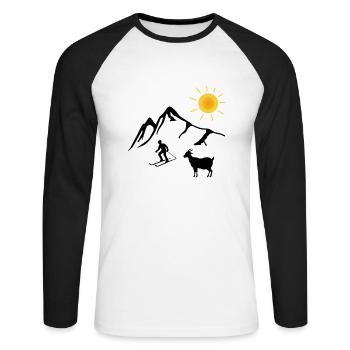 Skifreunde - Unisex Baseballshirt langarm - Weiß/Schwarz - Vorne - Nik (191cm)