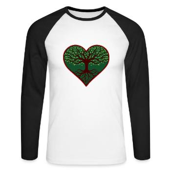 Herzbaum des Lebens - Unisex Baseballshirt langarm - Weiß/Schwarz - Vorne - Nik (191cm)