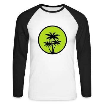 Palmiers - T-shirt baseball manches longues Homme - blanc/noir - Devant - Nik (191cm)