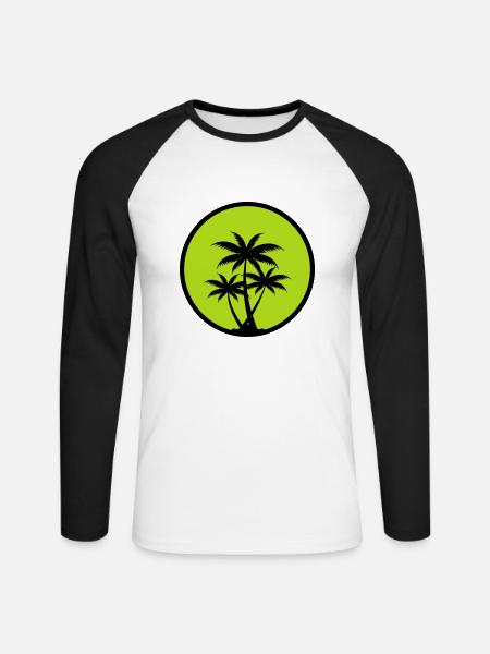 Palm trees - Unisex Long Sleeve Baseball T-Shirt - white/black