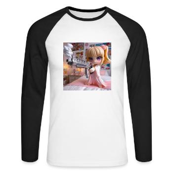 BabyBoomers 3 - Unisex Baseballshirt langarm - Weiß/Schwarz - Vorne - Nik (191cm)