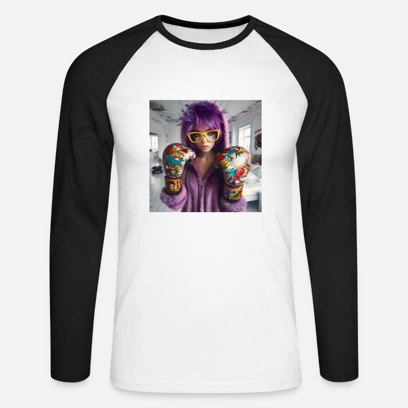 Cosplayer Boxing Pop 4 - Unisex Baseballshirt langarm - Weiß/Schwarz