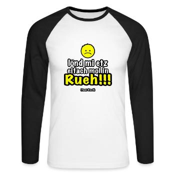 lönd mi etz eifach mol in Rueh > Vektor - Unisex Baseballshirt langarm - Weiß/Schwarz - Vorne - Nik (191cm)