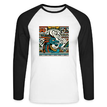 Haut dragon - T-shirt baseball manches longues Homme - blanc/noir - Devant - Nik (191cm)