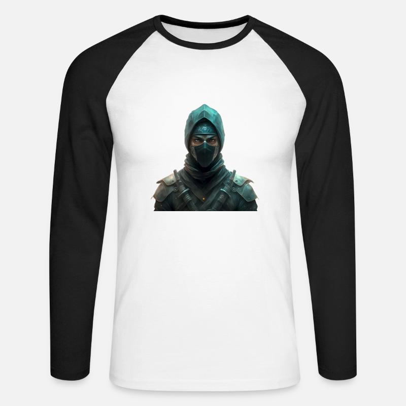 Ninja-Mann - Unisex Baseballshirt langarm - Weiß/Schwarz