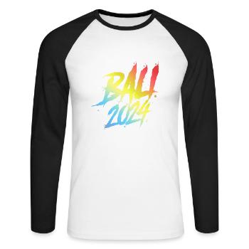 Bali 2024 Colorful Holiday Team - Unisex Long Sleeve Baseball T-Shirt - white/black - Front - Nik (191cm)