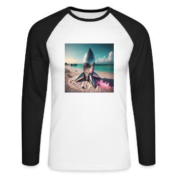 Summer To Mars - Unisex Baseballshirt langarm - Weiß/Schwarz - Vorne - Nik (191cm)