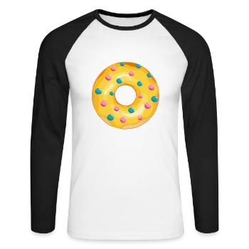 donut dessin dessert donuts gateau patisserie 1 - T-shirt baseball manches longues Homme - blanc/noir - Devant - Nik (191cm)