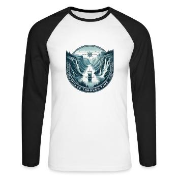 Epic Fjord Expedition - Unisex Long Sleeve Baseball T-Shirt - white/black - Front - Nik (191cm)